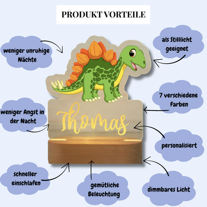 Personalisiertes Nachtlicht Dino"Spike"
