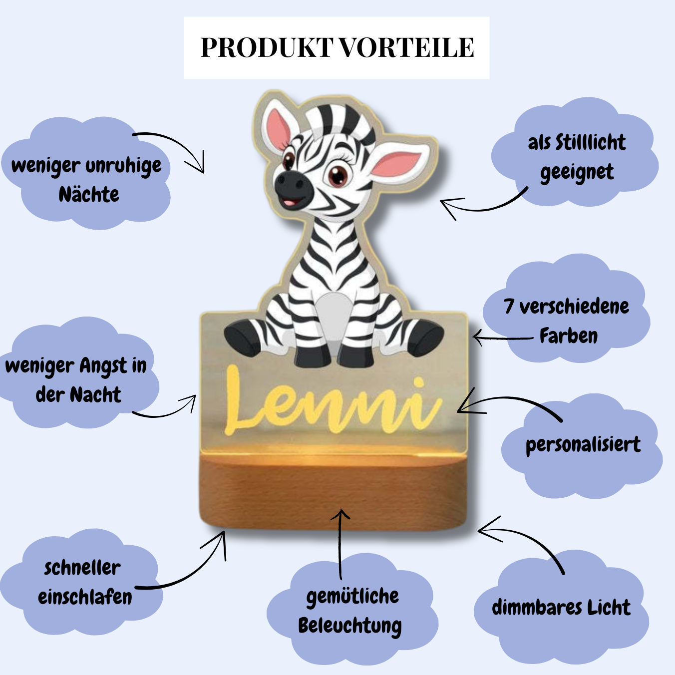 Personalisiertes Nachtlicht Zebra „Marty“