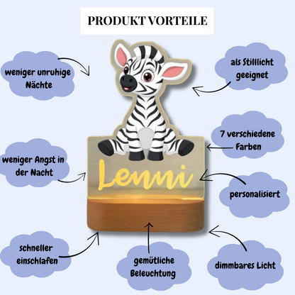Personalisiertes Nachtlicht Zebra „Marty“