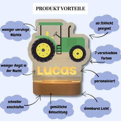 Personalisiertes Nachtlicht Traktor "Brummi"