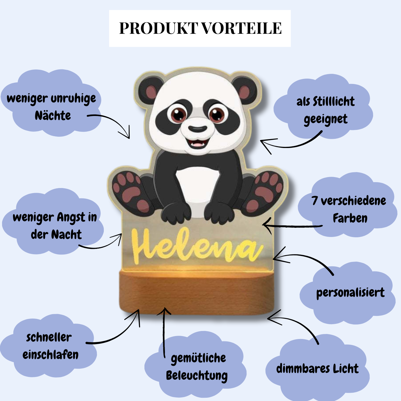 Personalisiertes Nachtlicht Panda "Bao"