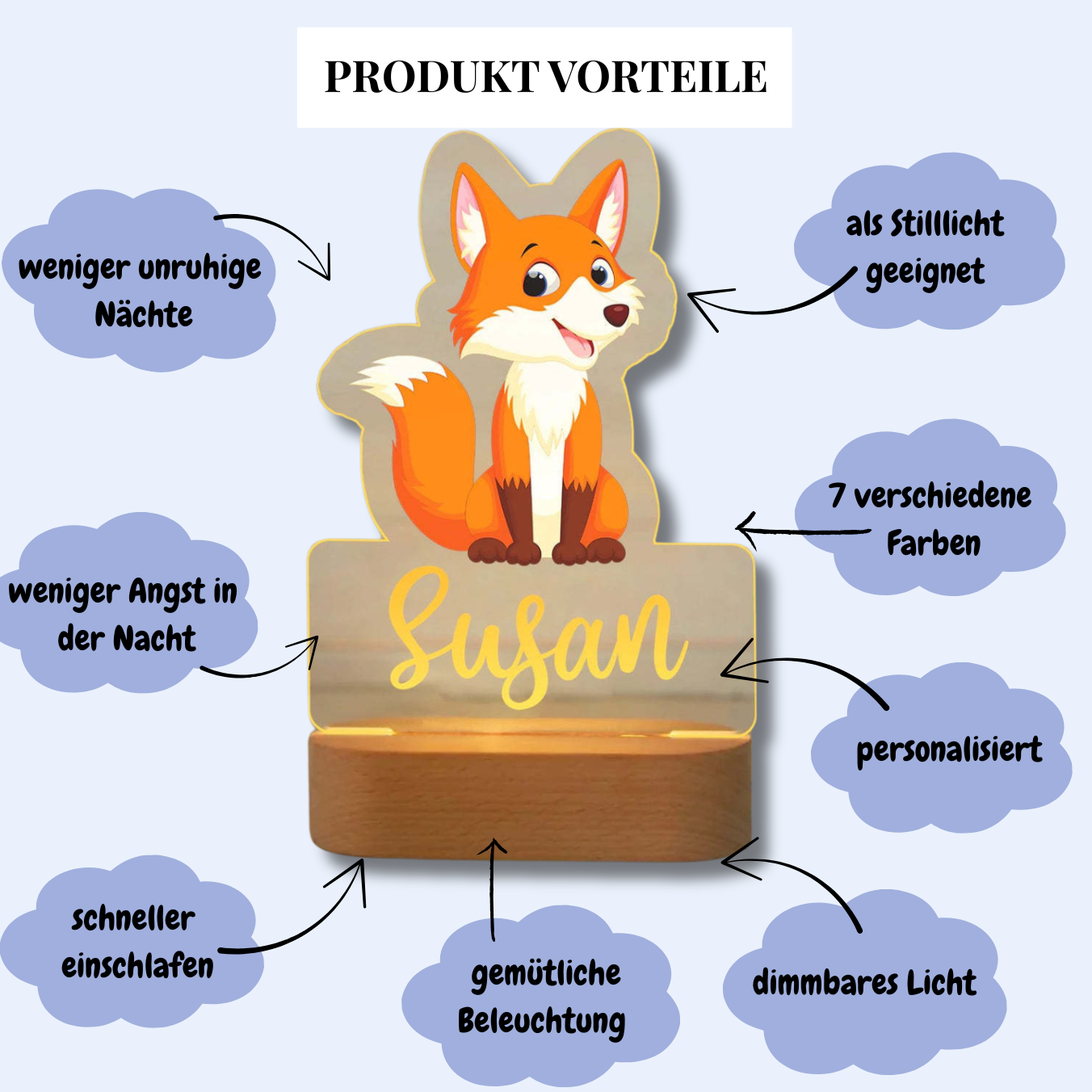 Personalisiertes Nachtlicht Fuchs "Hunter"