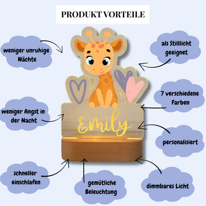 Personalisiertes Nachtlicht Giraffe"Mali"