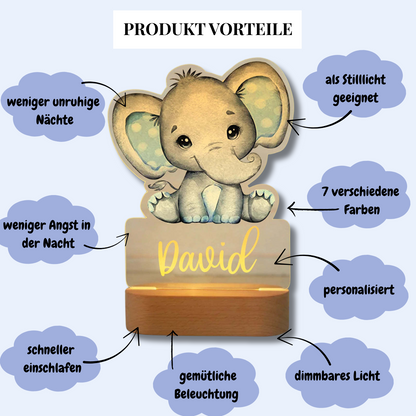 Personalisiertes Nachtlicht Elefant "Elmo"
