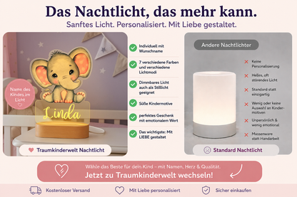Personalisiertes Nachtlicht Elefant "Elli"